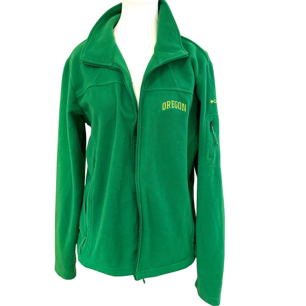 Columbia Oregon‎ Ducks Fleece Jacket Men's XL Green Full Zip NCAA Football Coat